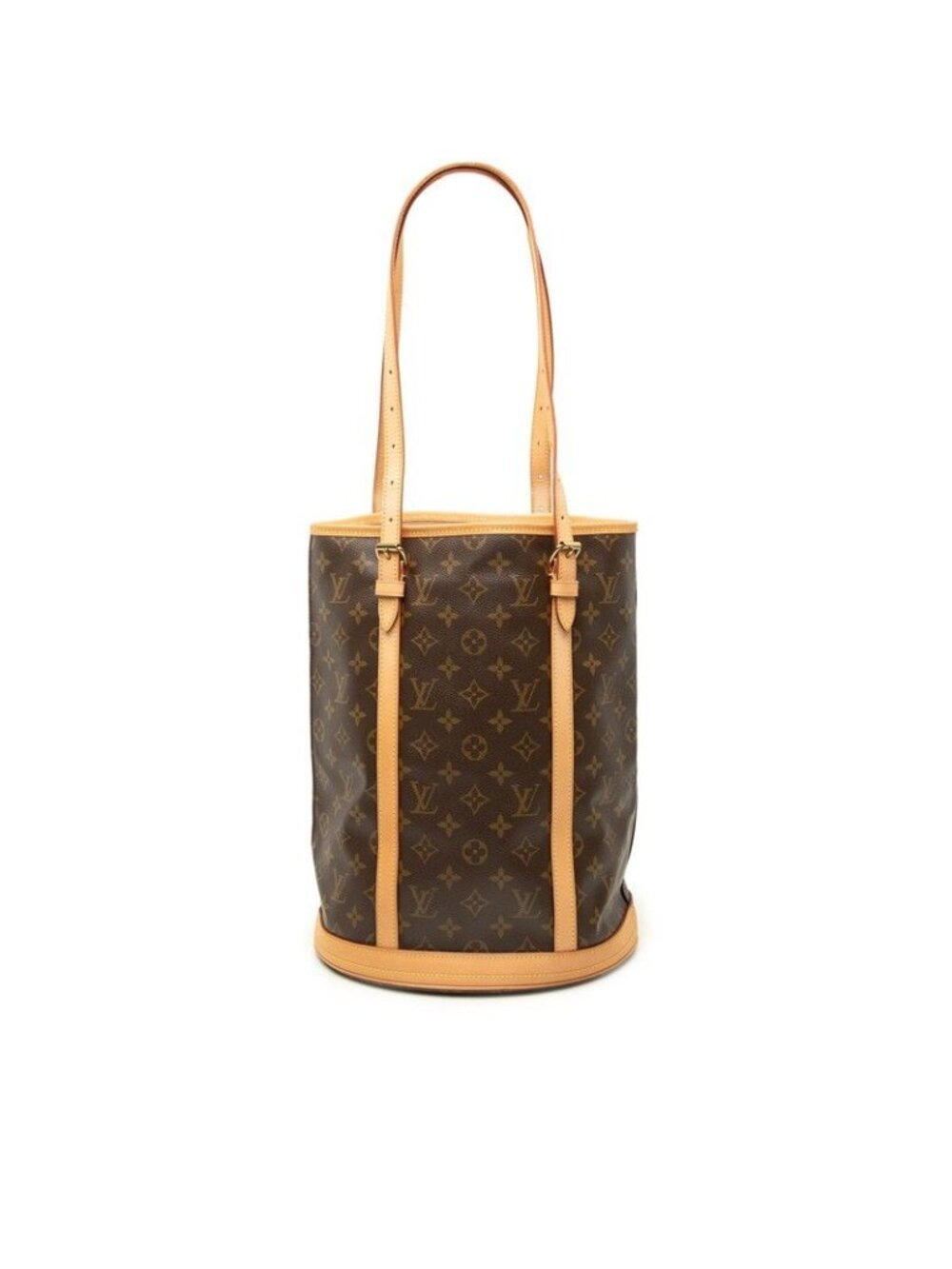 Louis Vuitton Monogram Bucket GM Tote Shoulder Bag Brown Leather